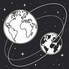 Vector art of earth and moon in space © Sp