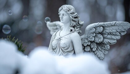 Obraz premium Ancient Angel Statue in Snow
