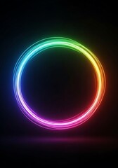 Obraz premium Radiant Neon Circle - A Vibrant Spectrum of Light and Color.