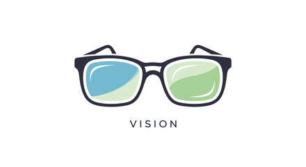 Stylish Eyeglasses with Blue and Green Lenses for Vision Correction.