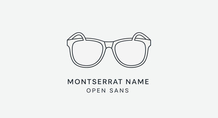 Stylish eyeglasses logo design with the Montserrat name and Open Sans font.