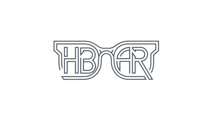 Creative HBAR monogram logo designed as a pair of eyeglasses line art.