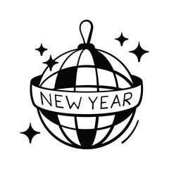 Globe shaped New Year hanging ornament for festive decor, ready to use vector