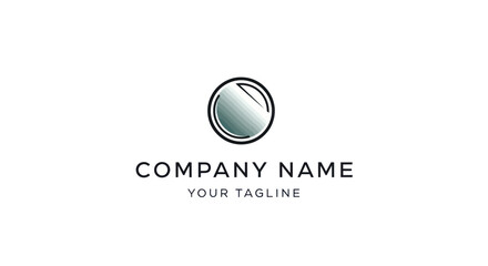 Modern circular sphere logo design with a metallic gradient.