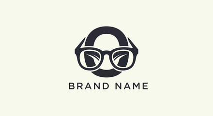 Fototapeta premium Monochromatic Letter O Logo with Stylish Eyeglasses Design.