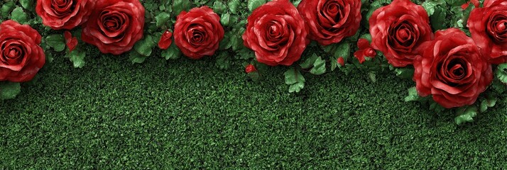 Kentucky Derby Race. Green Grass Border with Red Silk Roses for Thoroughbred Racing Event