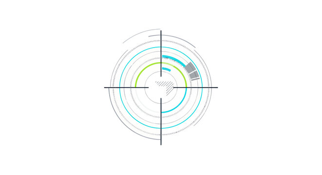 Digital target reticle with concentric circles and crosshairs for aiming.