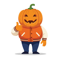 Pumpkin Character Thumbs Up Halloween Mascot Design