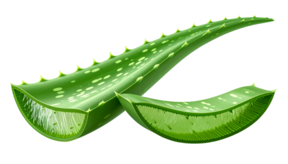 Fresh aloe vera duo for skincare and natural remedy branding, isolated on transparent background
