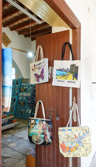 Souvenir shop at Cyprus selling all kinds of souvenirs like bags 
