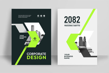 Business Report Cover Template – Green Geometric Layout (A4)