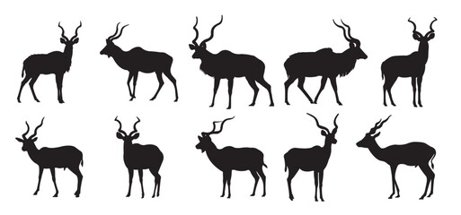 kudu silhouettes vector 