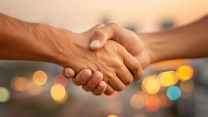 Close up business handshake sealing global startup agreement, symbol of successful partnership, trust, and future cooperation - Powered by Adobe