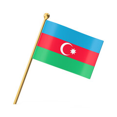 Azerbaijan National Flag on a Small Golden Stick