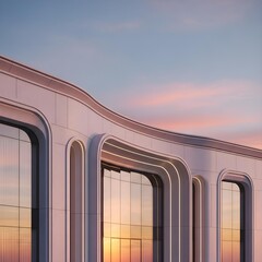 Daring Sunrise Facade: Embracing Modern Curves and Timeless Classical Elegance in a Luxurious, Minimalistic Architectural Expression of Supreme Bold Innovation