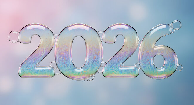 New Year 2026 Celebration with Bubbles Design Festive Background