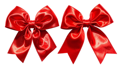 Decorative red bow bundle for seasonal and commercial designs, isolated on transparent background