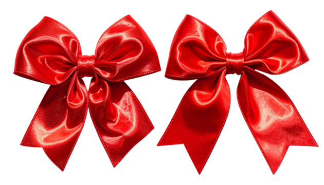Decorative red bow bundle for seasonal and commercial designs, isolated on transparent background