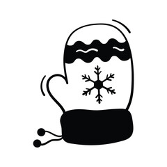 Trendy hand drawn doodle icon of mitten, perfect for cold weather.