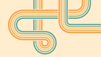 Abstract background of rainbow groovy Wavy Line design in 1970s Hippie Retro style. Vector pattern ready to use for cloth, textile, wrap and other.