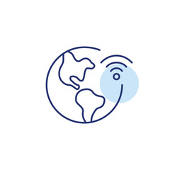 Earth and wi-fi. Global connection, travel internet. International community. Pixel perfect, editable stroke vector icon