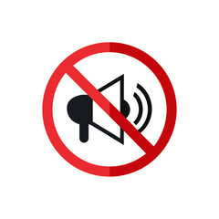 No sound symbol with a megaphone inside a red circle with a diagonal line