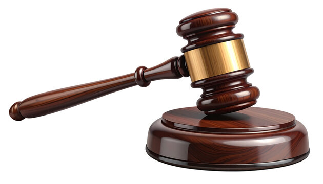 Wooden gavel duo for legal and courtroom branding, isolated on transparent background