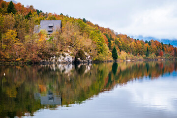 Lake Bohinj bathed in autumn magic. The kingdom of the golden-horned ibex.