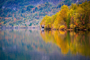 Lake Bohinj bathed in autumn magic. The kingdom of the golden-horned ibex.