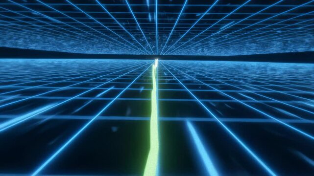 Line Graph Moving Across a Digital Grid for Growing Trend Animation