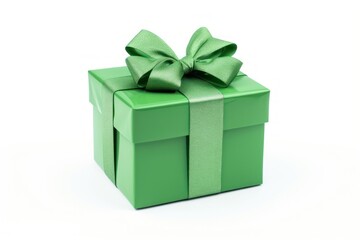 Obraz premium Holding cute giftbox green white background celebration.