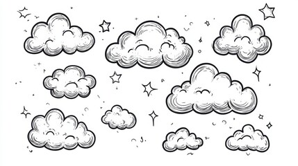Fototapeta premium vector style white clouds