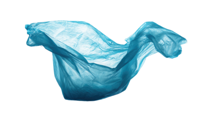 Isolated flowing turquoise fabric against a stark black background, mimicking graceful movement