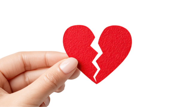 Hand Holding Broken Heart - Love and Loss Concept