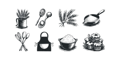 Baking ingredients and tools collection