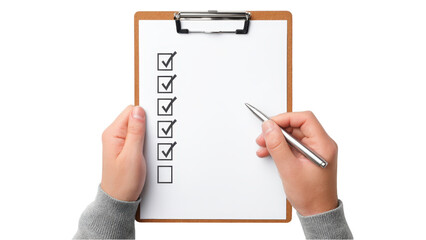 Clipboard with Checklist in Hands, Business and Productivity