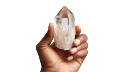 Hand Holding Smokey Quartz Crystal - Healing Stone