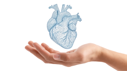 Digital Heart in Hand: Healthcare Technology Concept