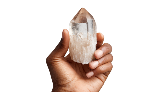 Hand Holding Smokey Quartz Crystal - Healing Stone