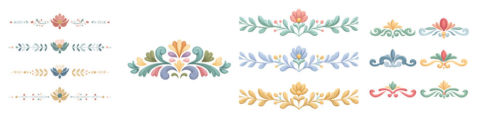 Fototapeta premium Floral Dividers and Borders: Ornamental Decoration Elements