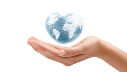 World in Heart: Hand Holding Globe Symbolizing Care & Environmental Protection
