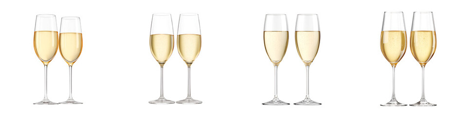Champagne Flutes Toasting Celebration on White Background