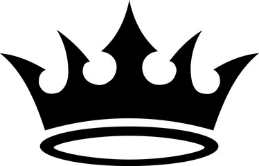 Black crown isolated on white background, symbol of power and royalty