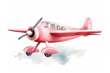 Pink airplane cute propeller aircraft vehicle.