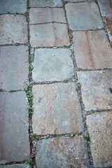 The texture of ancient 18th century masonry on the city street