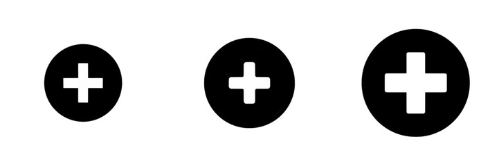 Fototapeta premium The medical cross symbol is represented by a red circle with a white cross in modern icon form