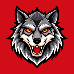 Fototapeta premium Fierce Wolf Head Mascot Vector Illustration