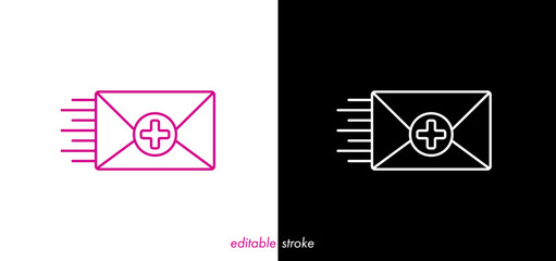 Editable stroke medical letter, health medical newsletter vector.. Abstract line art health care icon to use for health industry, medical care, hospital, health science projects. 