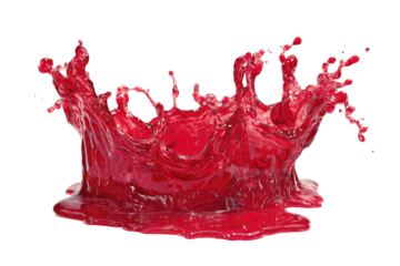 A ruby-red liquid crown splashes against a black backdrop, showcasing dynamic fluid motion
