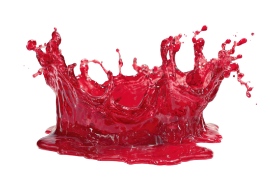 A ruby-red liquid crown splashes against a black backdrop, showcasing dynamic fluid motion